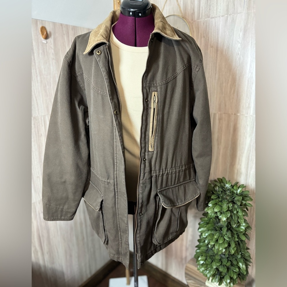 Cabela's Women’s Outerwear Chore Barn Jacket with Beige Leather Collar
